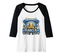 Mujer Promoted Babcia Awans Polish Grandma Baby Boy Reveal Blue Camiseta Manga Raglan