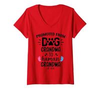 Mujer Promoted from Dog Grandma to Human Grandma EST 2026 New Nana Camiseta Cuello V