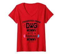 Mujer Promoted from Dog Mommy to Human Mommy EST 2026 1st Time Mom Camiseta Cuello V