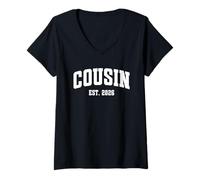Mujer Promoted to Cousin EST. 2026 Baby Announcement Camiseta Cuello V