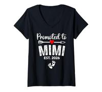 Mujer Promoted to Mimi EST 2026 Mimi To Be 2026 Baby Announcement Camiseta Cuello V