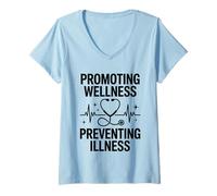 Mujer Promover el bienestar Prevención de enfermedades Medicina interna Camiseta Cuello V
