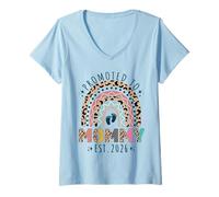Mujer Promovido a Mommy EST 2026 Pronto to be Mom New Mother Rainbow Camiseta Cuello V