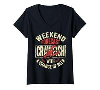 Mujer Pronóstico de Fin de Semana Cangrejos Divertido Amante de la Camiseta Cuello V