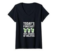 Mujer Pronóstico de hoy 100% probabilidad de Mojitos Funny Mojito Lover Camiseta Cuello V