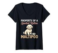 Mujer Propiedad de una Mascota de Raza de Perro Maltipoo Podrida estropeada Camiseta Cuello V