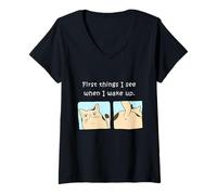 Mujer Propietario de Gato Primeras Cosas Que Veo Cuando me Despierto Camiseta Cuello V