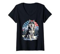 Mujer Propietario De Perro Alaskan Klee Kai En América Camiseta Cuello V