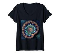 Mujer Proporción áurea de Blue Nautilus Shell Fibonacci Camiseta Cuello V