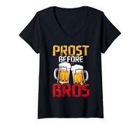 Mujer Prost Before Bros Funny German Beer Humor Alemania Beber Camiseta Cuello V