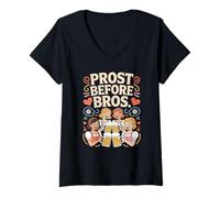 Mujer Prost Before Bros Funny Oktoberfest Beer Drinking Dirndl Camiseta Cuello V