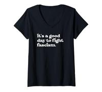Mujer Protect Democracy It's A Good Day to Fight Fascism Resist Camiseta Cuello V