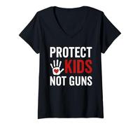 Mujer Protect Kids Not Guns Anti Gun Violence Camiseta Cuello V