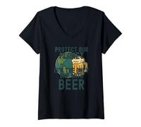 Mujer Protege Nuestro Planeta Es el único con Cerveza Save Earth Camiseta Cuello V