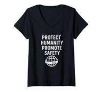 Mujer Proteger a la Humanidad - Promover la Seguridad | Voluntarios Internacionales Camiseta Cuello V