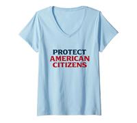 Mujer Proteger a los ciudadanos estadounidenses Patriótico América Política Camiseta Cuello V