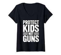Mujer Proteger a los niños, no las armas contra la violencia con armas Camiseta Cuello V
