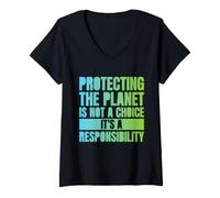 Mujer Proteger el Planeta no es una elección, es una Responsabilidad Camiseta Cuello V