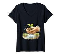 Mujer Proteger la Naturaleza Nutrir una Nueva Vida Camiseta Cuello V