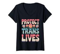 Mujer Proteger vidas trans Mujeres trans Transgénero Camiseta Cuello V