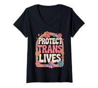 Mujer Proteger vidas trans Mujeres trans Transgénero Camiseta Cuello V