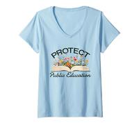 Mujer Proteger y financiar la educación pública, Proteger Las escuelas públicas Camiseta Cuello V