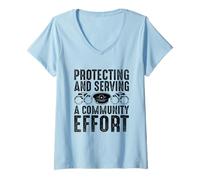 Mujer Proteger y servir a un esfuerzo comunitario Oficial de policía de policía Camiseta Cuello V