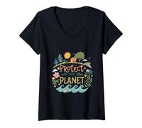 Mujer Proteja Nuestro Planeta Derechos Humanos Protesta Cita Arte Camiseta Cuello V