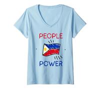 Mujer Protesta contra la corrupción del Poder Popular en Filipinas Camiseta Cuello V