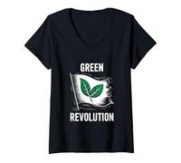 Mujer Protestando por el cambio climático Eco Activismo Gear Friendly Camiseta Cuello V