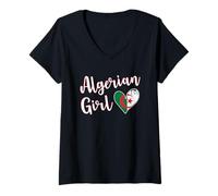 Mujer Proud Algerian Girl Algeria Flag Algerian Girlfriend Wife Camiseta Cuello V