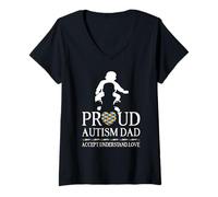 Mujer Proud Autism Dad Family Autism Awareness Day Camiseta Cuello V