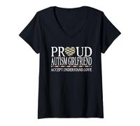 Mujer Proud Autism Girlfriend Autism Awareness Day Camiseta Cuello V