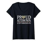 Mujer Proud Autism Papa Grandpa Family Autism Awareness Day Camiseta Cuello V