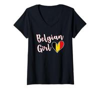 Mujer Proud Belgian Girl Belgium Flag Belgian Girlfriend Wife Camiseta Cuello V
