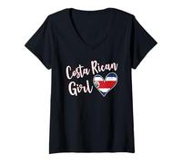 Mujer Proud Costa Rican Girl Costa Rica Flag Girlfriend Wife Camiseta Cuello V