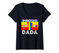 Mujer Proud Dada Dad LGBTQ Rainbow Flag LGBT Pride Month Camiseta Cuello V