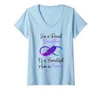 Mujer Proud Daughter of a Beautiful Mom in Heaven Infinity Feather Camiseta Cuello V