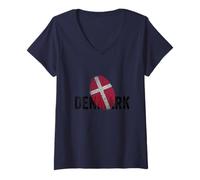 Mujer Proud Denmark Identity Flag Fingerprint Heritage Gift Travel Camiseta Cuello V