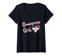 Mujer Proud Dominican Girl Dominican Republic Flag Girlfriend Wife Camiseta Cuello V