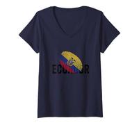 Mujer Proud Ecuador Identity Flag Fingerprint Heritage Gift Travel Camiseta Cuello V