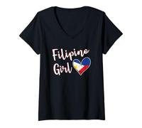 Mujer Proud Filipino Girl Philippines Flag Girlfriend Wife Camiseta Cuello V