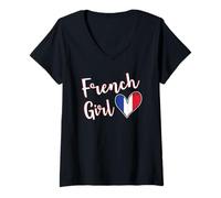 Mujer Proud French Girl France Flag French Girlfriend Wife Camiseta Cuello V
