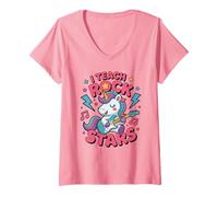 Mujer Proud I Teach Rock Stars Teacher Band Camp 1er 2º 3er Grado Camiseta Cuello V