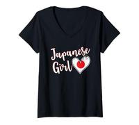 Mujer Proud Japanese Girl Japan Flag Japanese Girlfriend Wife Camiseta Cuello V
