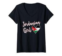 Mujer Proud Jordanian Girl Jordan Flag Jordanian Girlfriend Wife Camiseta Cuello V