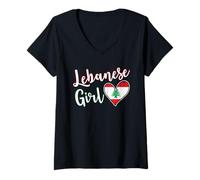 Mujer Proud Lebanese Girl Lebanon Flag Lebanese Girlfriend Wife Camiseta Cuello V