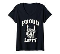 Mujer Proud Lefty Mano Esquelética Vintage Camiseta Cuello V