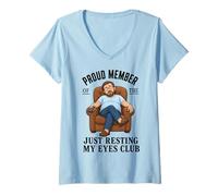 Mujer Proud Member Just Resting My Eyes Club Funny Dad Nap Camiseta Cuello V