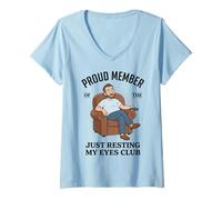 Mujer Proud Member Just Resting My Eyes Club Funny Dad Nap Camiseta Cuello V